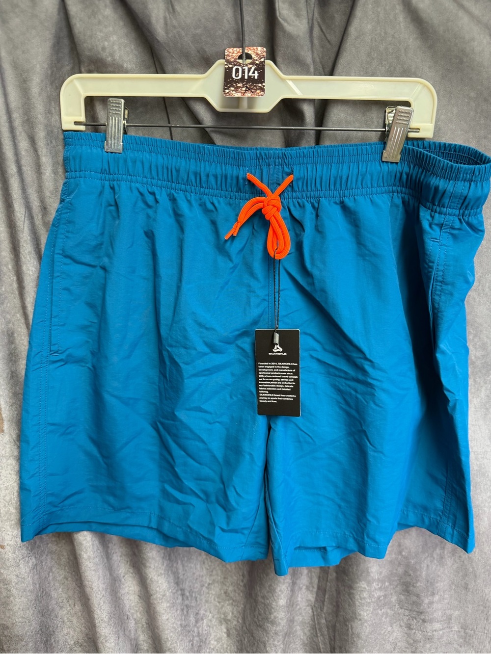 Men's Teal Blue Swim Shorts with Orange Drawstring